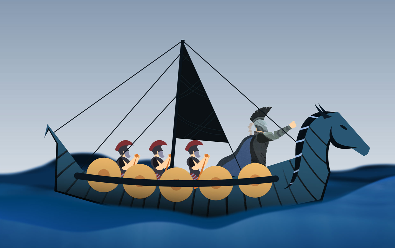 Warriors in snake boat motion graphic artwork preview